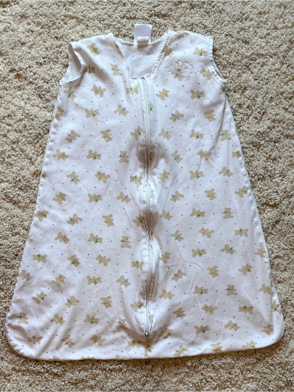HALO SleepSack Large 12-18M Teddy Bear Print Wearable Blanket White